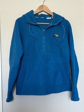 L.L. Bean Teal Blue Fleece Half-Zip Hoodie